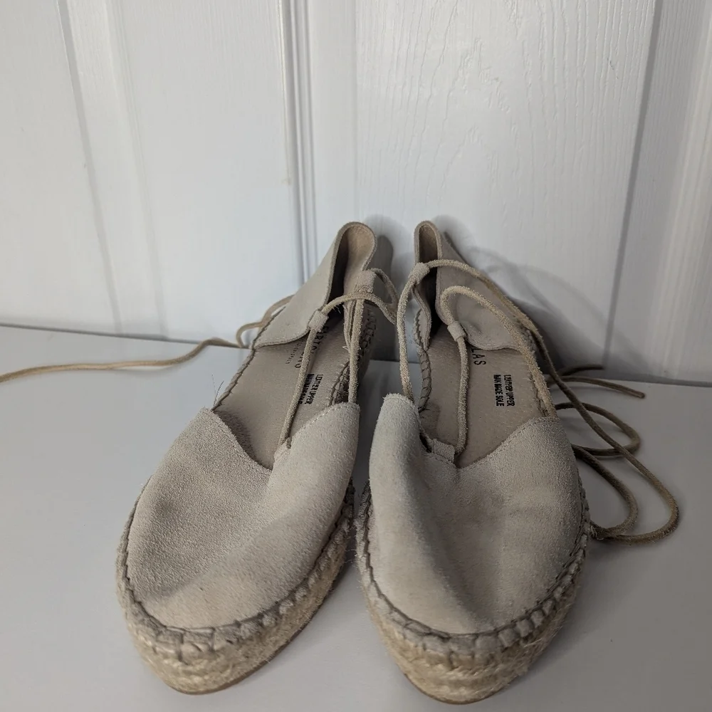 Fabiolas Womens Shoes Spain leather Espadrille Beige Tan Size 40 uS 9.5